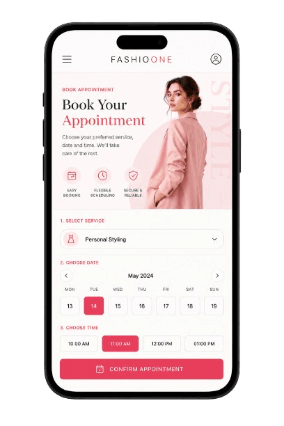 Mobile booking website mockup