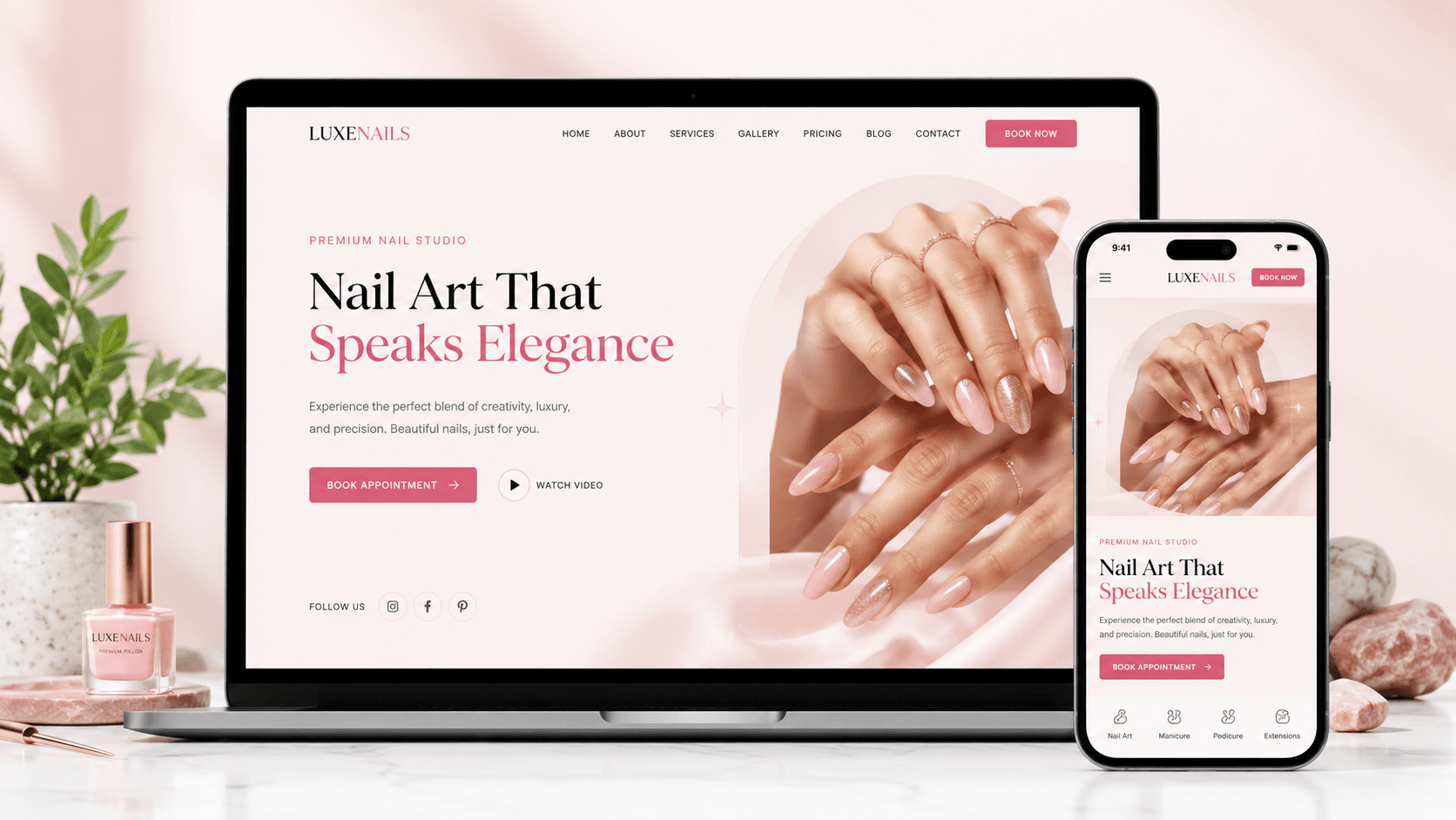 Nail Art Studio website mockup
