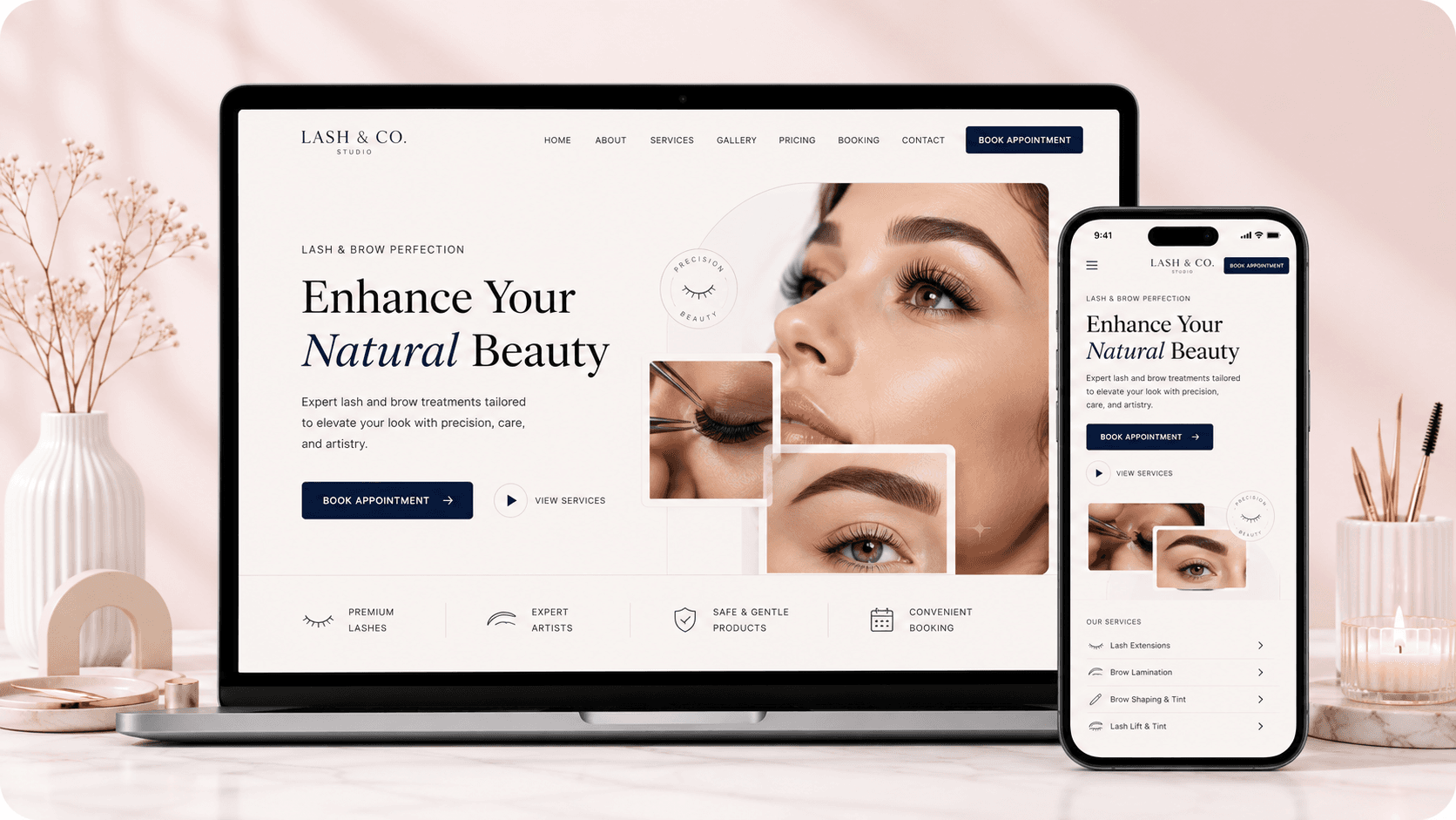 Lash & Co. Studio website mockup