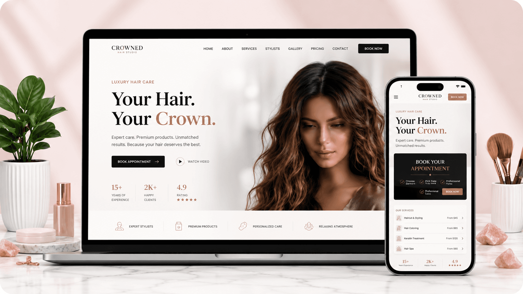 Hair Masters Studio website mockup